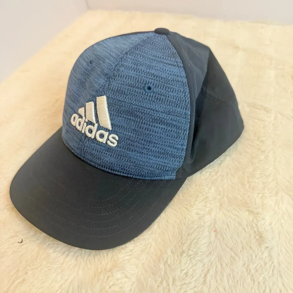 Adidas Blue Baseball Cap Hat One Size Adjustable Snapback Performance Knit Golf